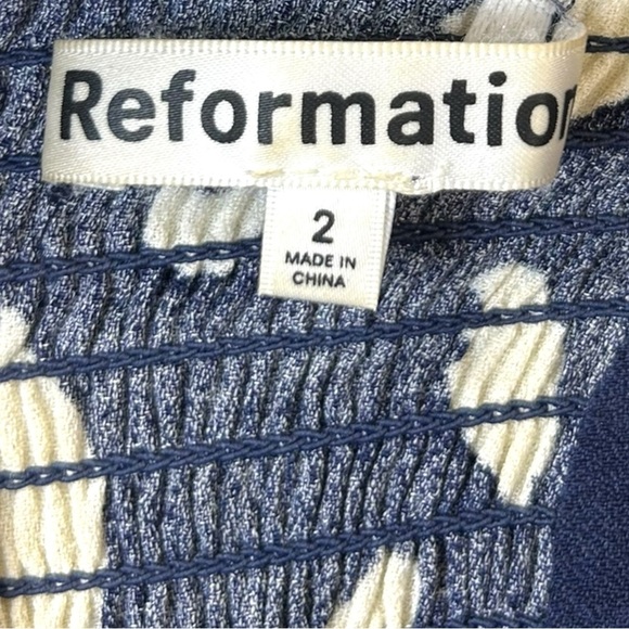 Reformation - Women’s ‘Sigmund’ Midi Dress in Splatter Print - Navy Blue, Size 2 - Picture 17 of 17